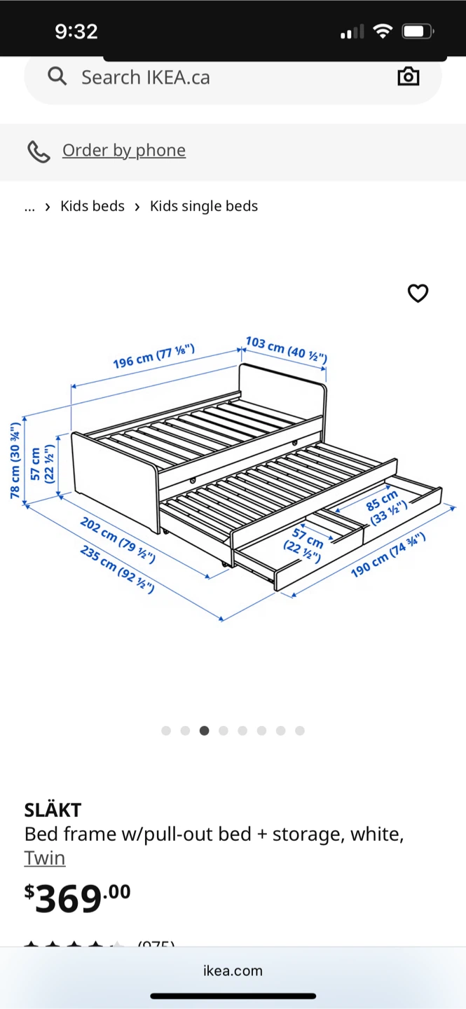 IKEA SLÄKT Bed Frame with Pull-Out Bed - Twin