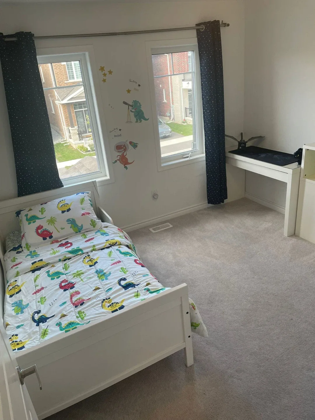 Kids White Bed Frame & Desk $ Head board