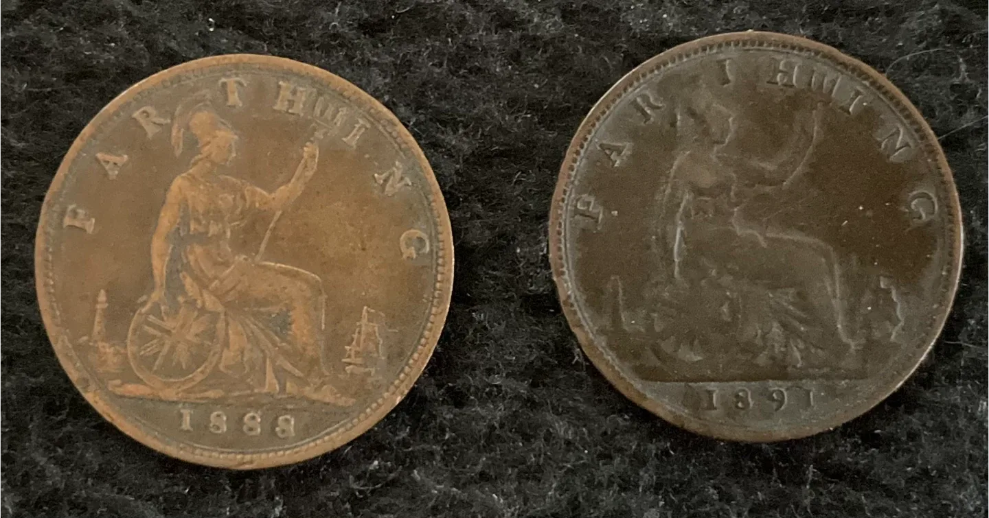 One Farthing Coins - 1888 & 1891 image indicator(2)