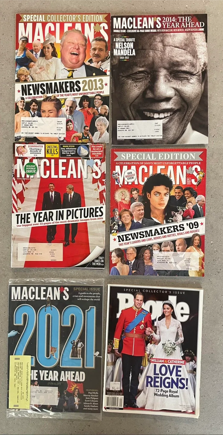 Variety of Magazines - Hello, Time, Maclean's, People image indicator(2)