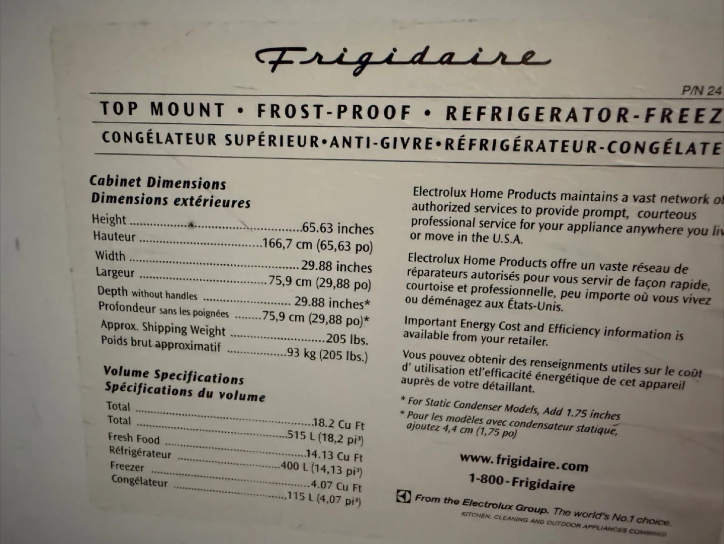 Frigidaire Top Mount Refrigerator ( 18.2 cu ft) image indicator(2)