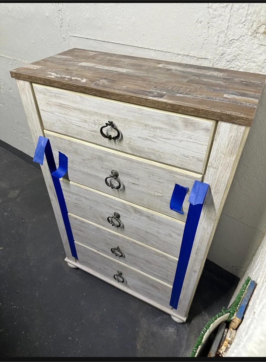 Whitewashed 5-Drawer Chest