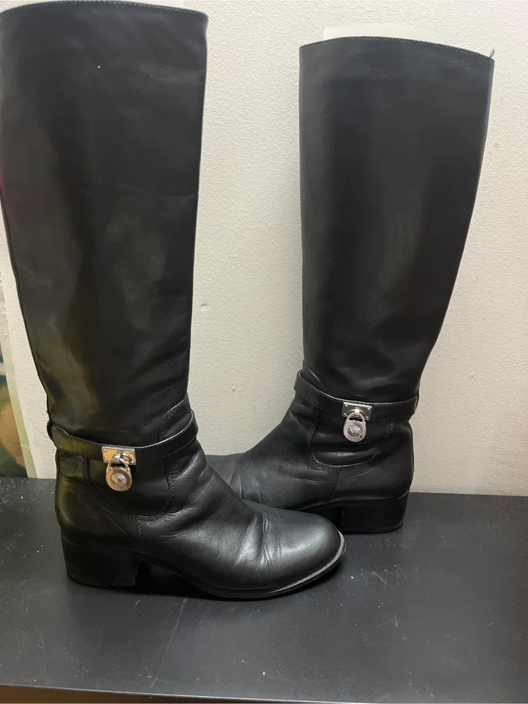 Michael Kors Black Leather Riding Boots image indicator(2)