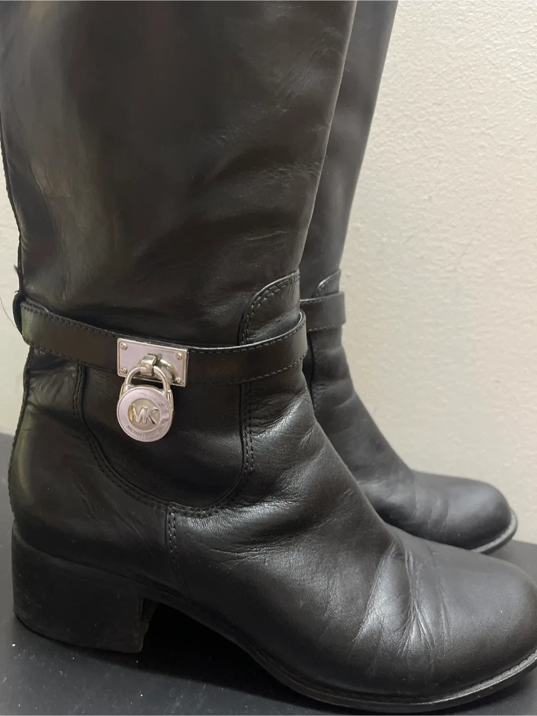 Michael Kors Black Leather Riding Boots image indicator(4)
