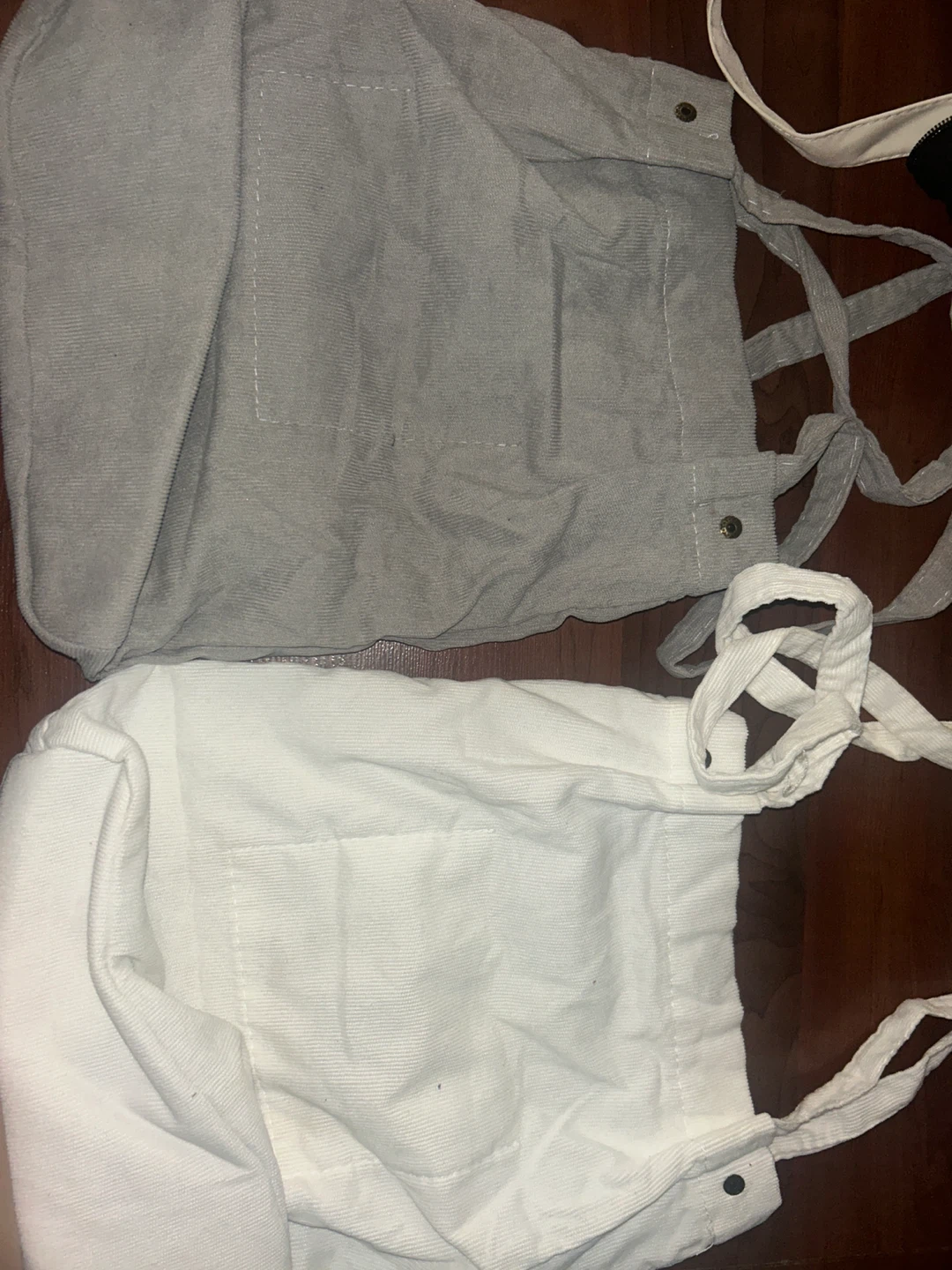 Corduroy Tote Bags - Grey & White - photo 3