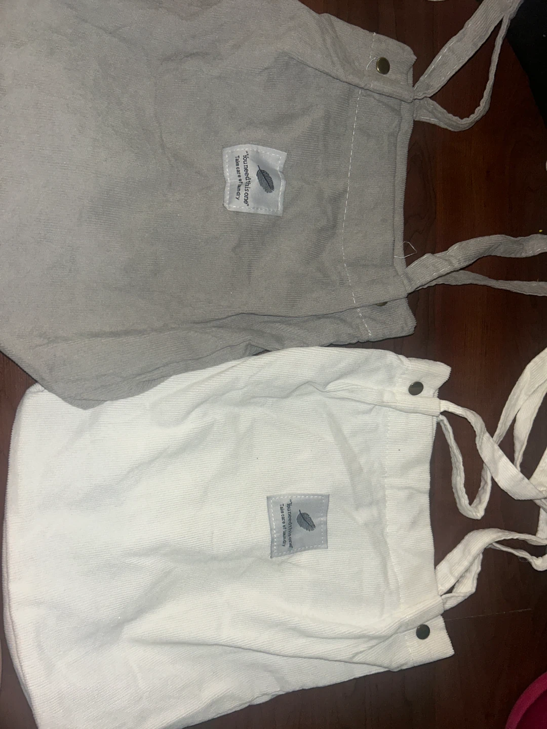 Corduroy Tote Bags - Grey & White - photo 2