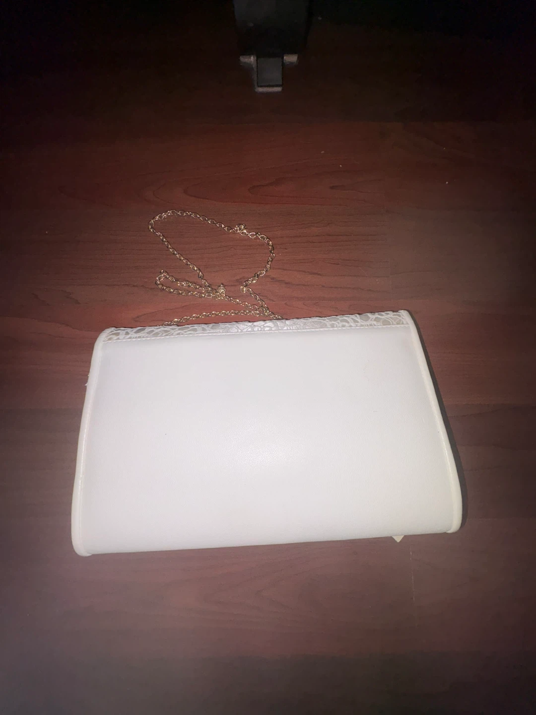 White Lace Clutch with Gold Chain - photo 3