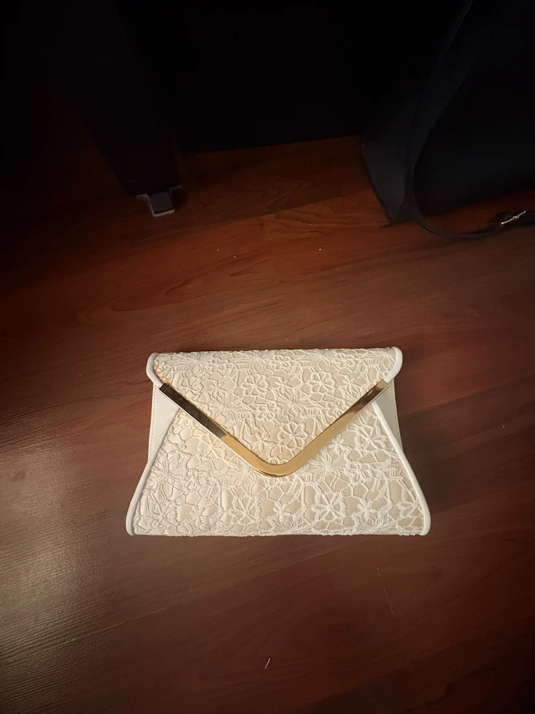 White Lace Clutch with Gold Chain - photo 2