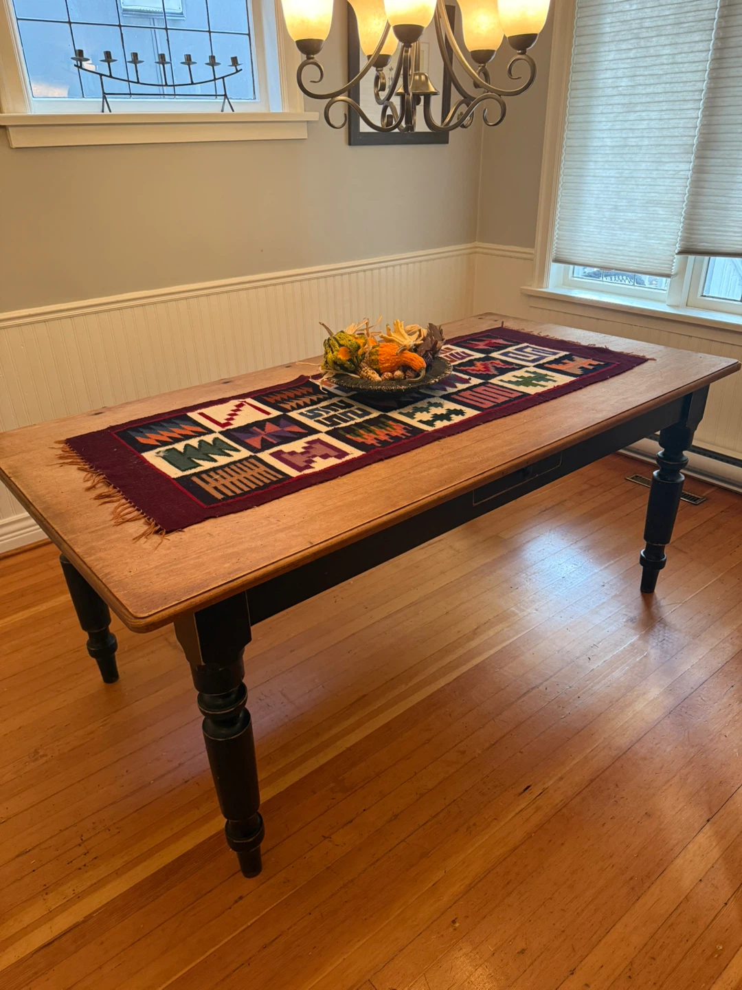 Wooden Dining Table with Black Legs