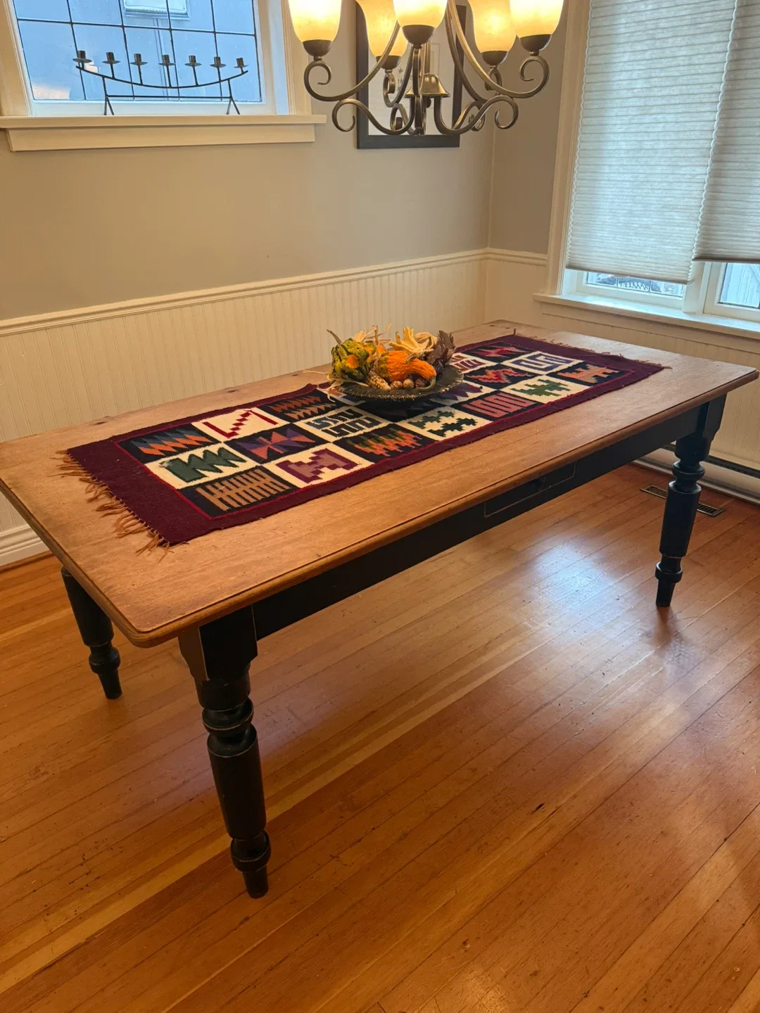 Wooden Dining Table with Black Legs
