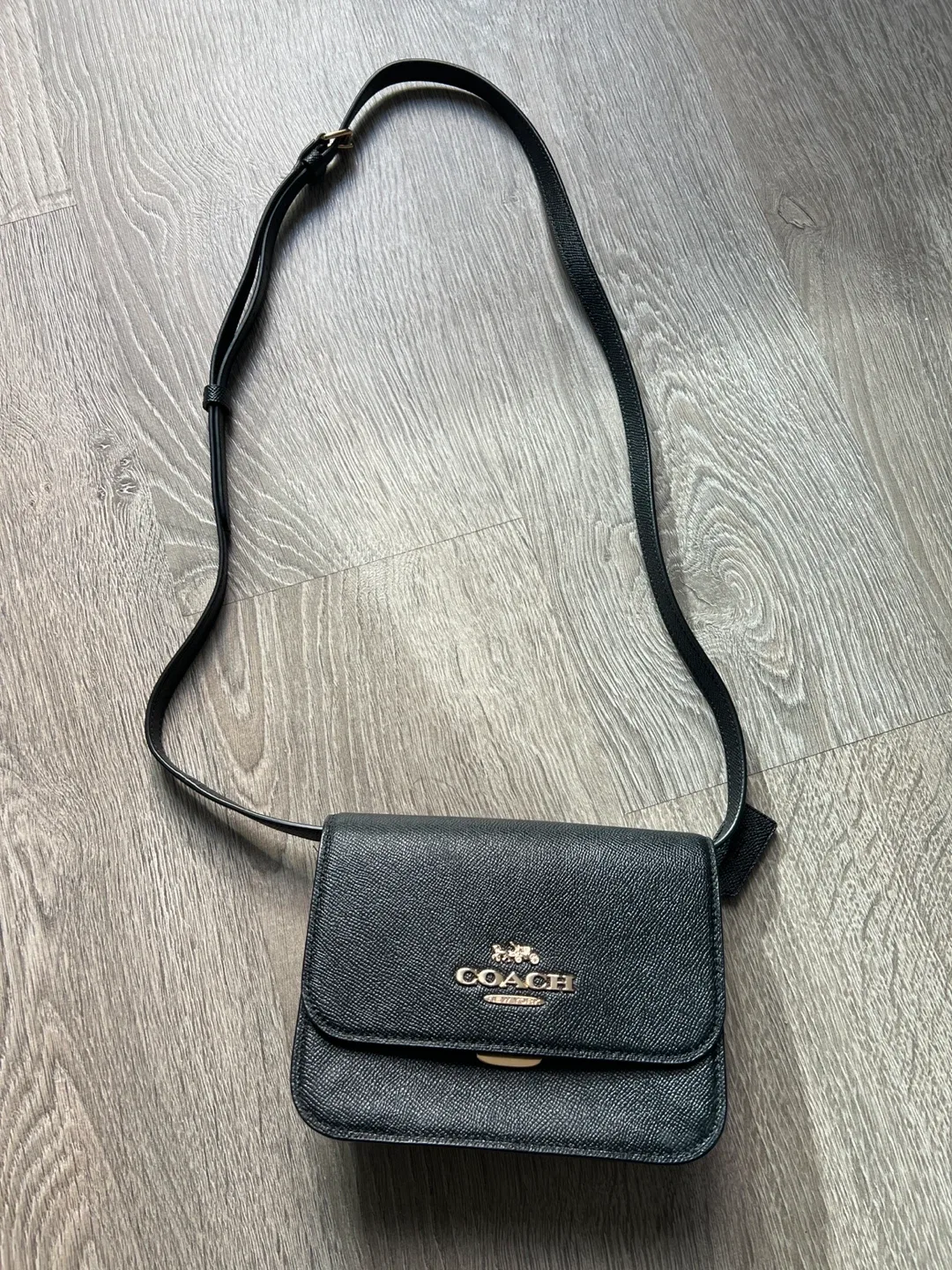 Coach Small Black Leather Crossbody Bag thumbnail