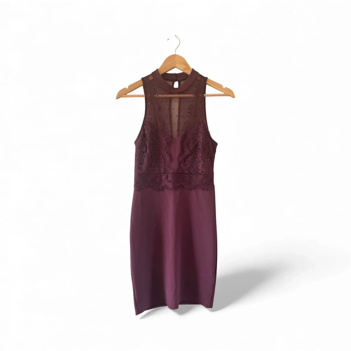 New Look Plum Lace Dress - Size 8