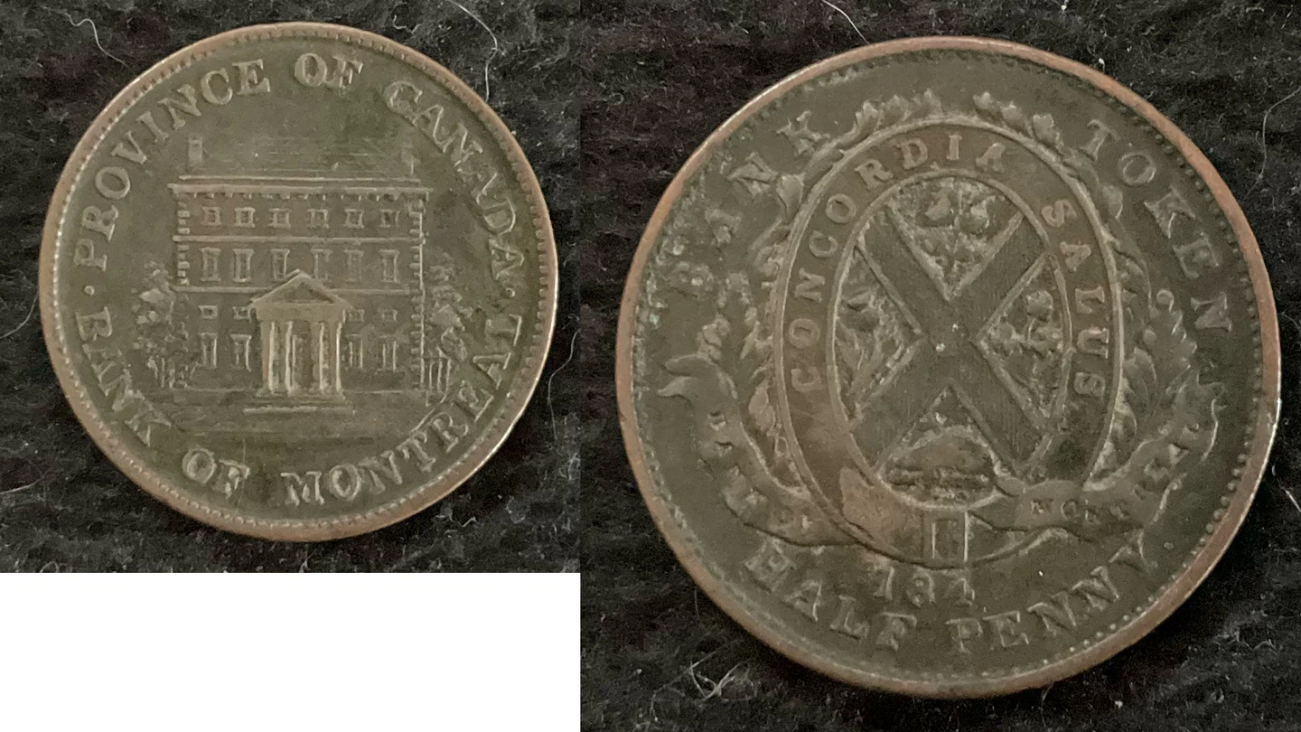 Bank of Montreal 1842 Half Penny Token