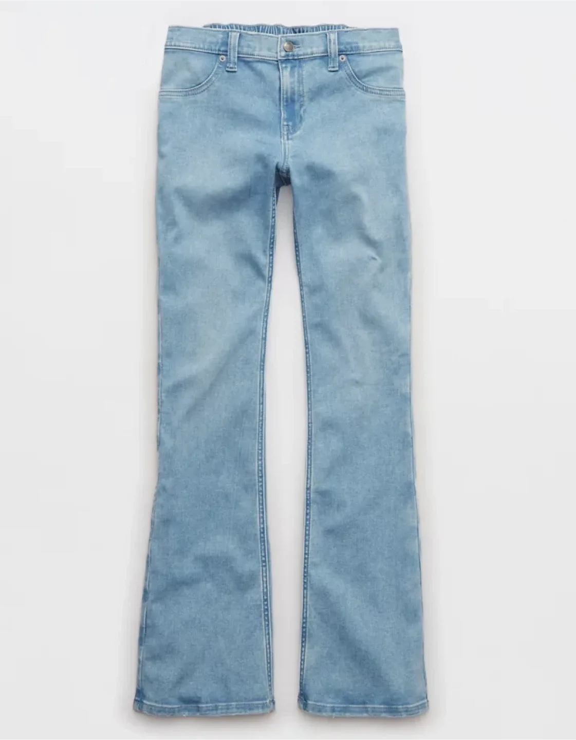 Aerie Light Blue Baby Pull On Stretch Waist Flare Jeans size 16