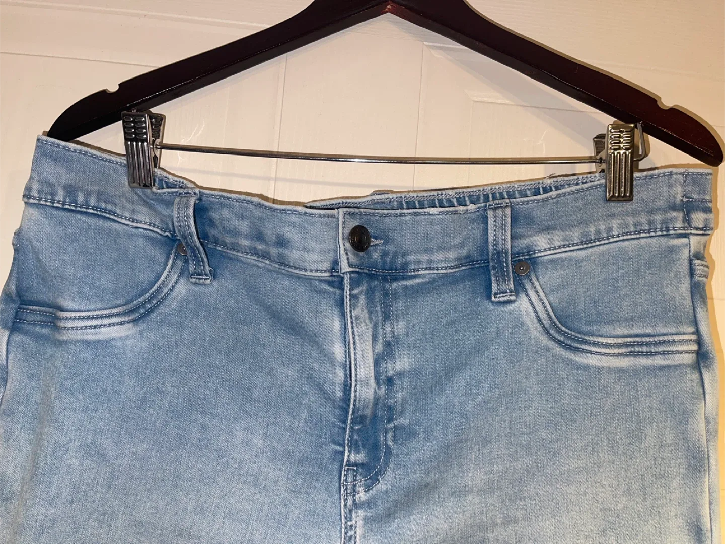 Aerie Light Blue Pull On Stretch Waist Flare Jeans size 14/16 image indicator(7)