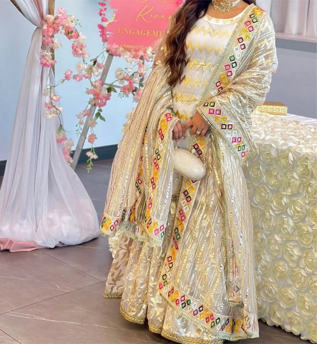 White & Gold Sharara Suit Pakistani image indicator(3)