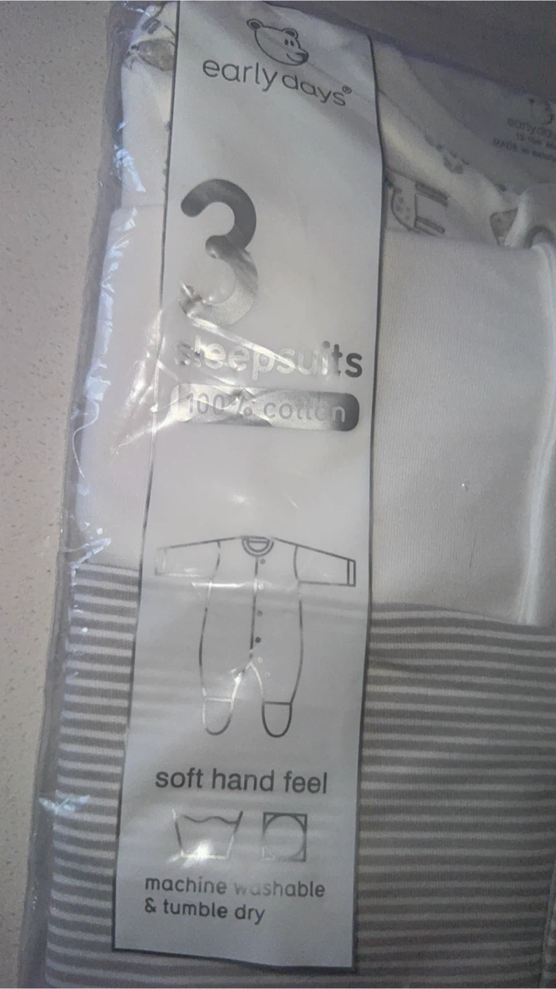 Early Days 3-Pack Baby Sleepsuits - NEW - photo 2