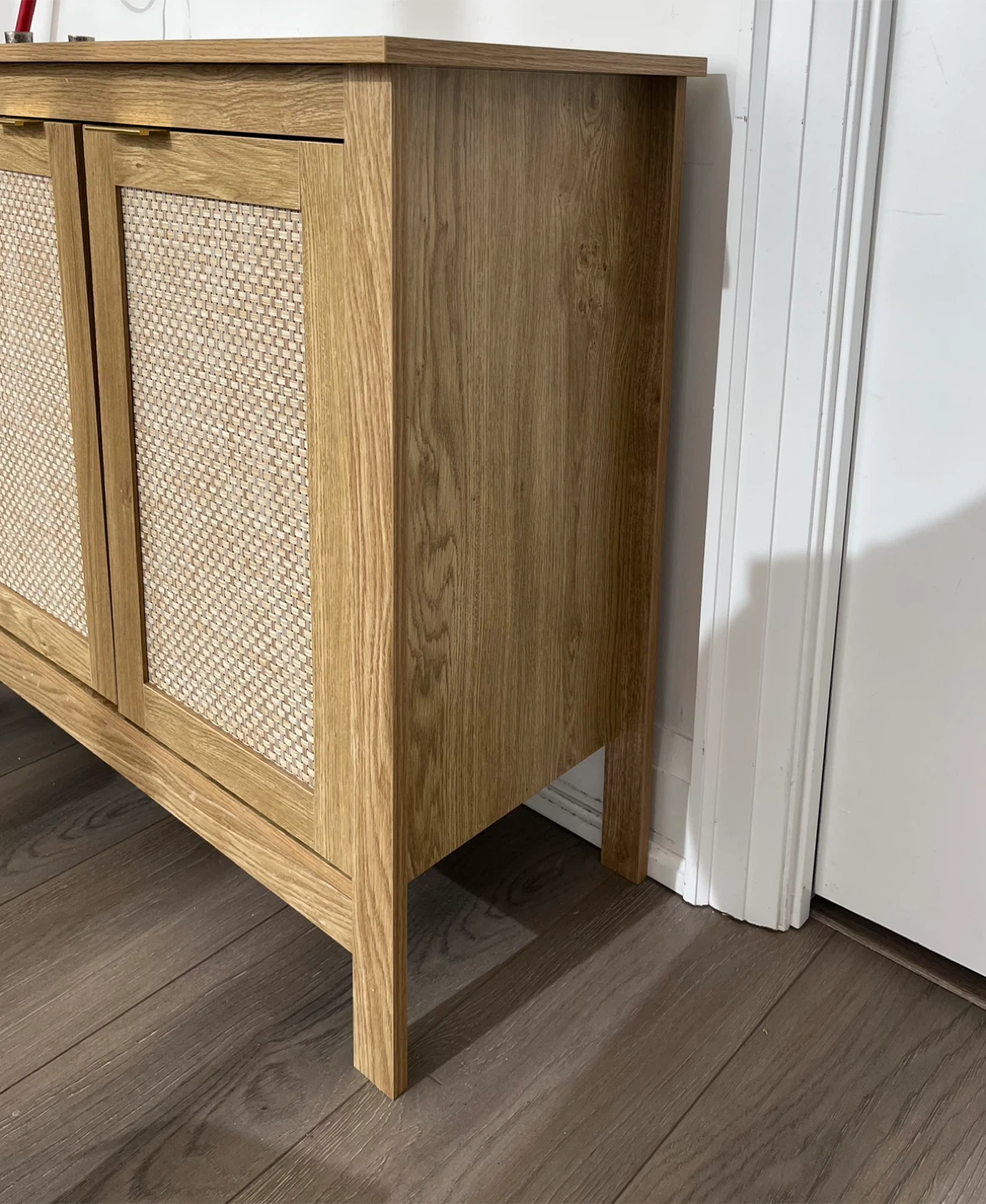 Rustic oak Wooden Cabinet with Rattan Doors - photo 3