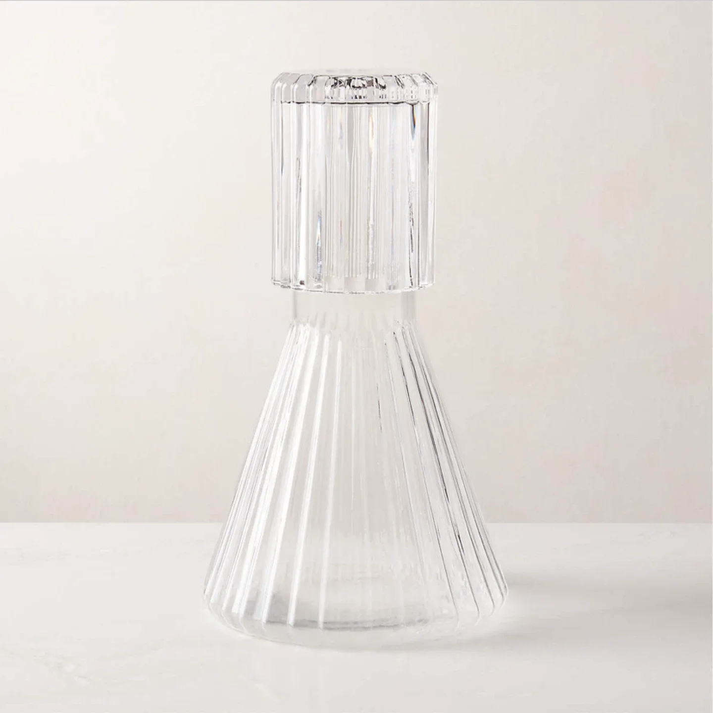 CB2 Aleric Ribbed Glass Carafe And Cup