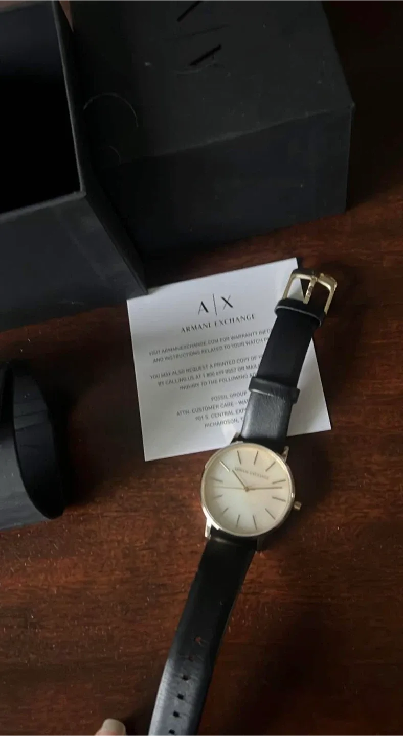 Armani Exchange Watch with Black Leather Strap image indicator(3)