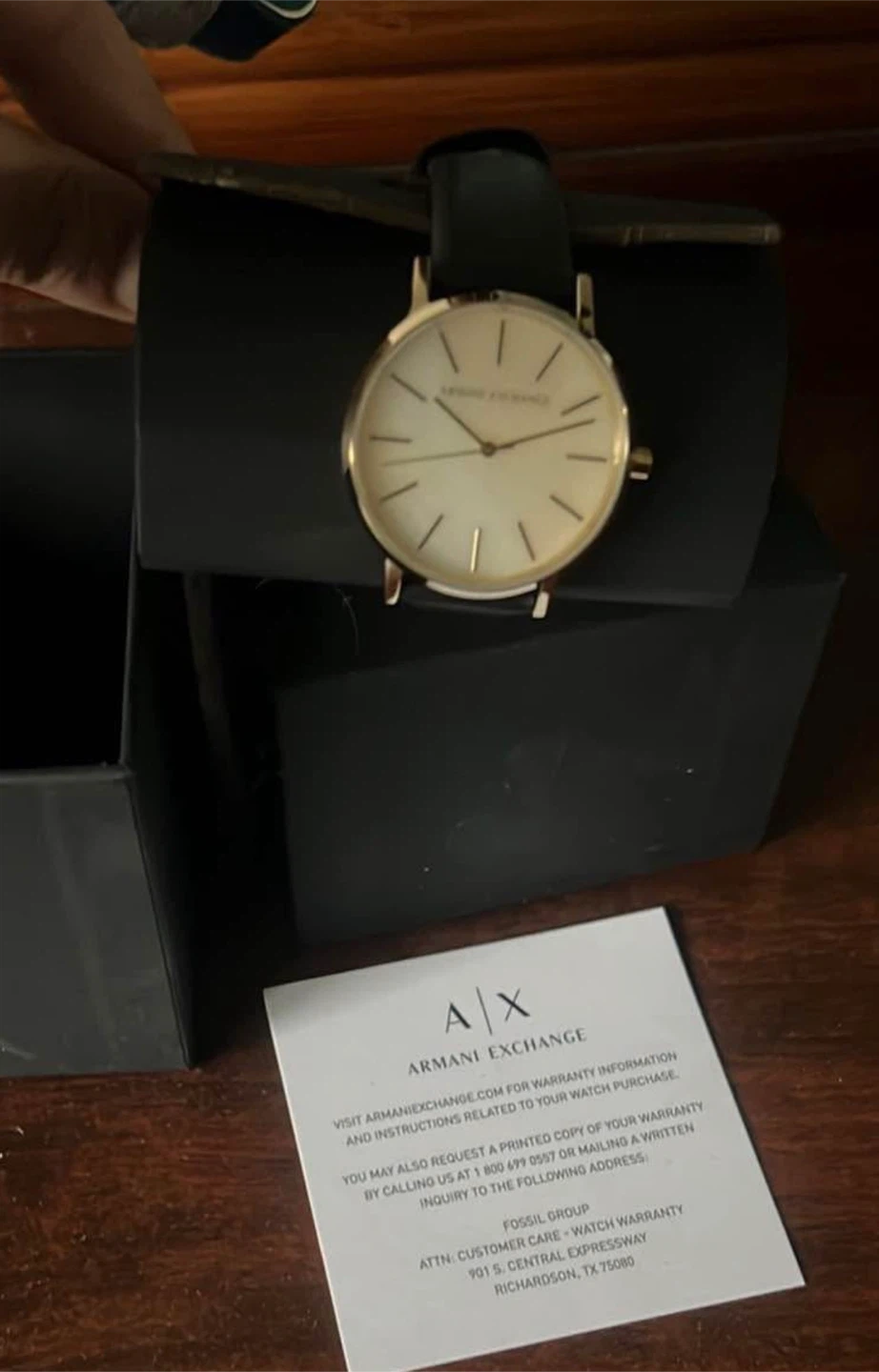 Armani Exchange Watch with Black Leather Strap