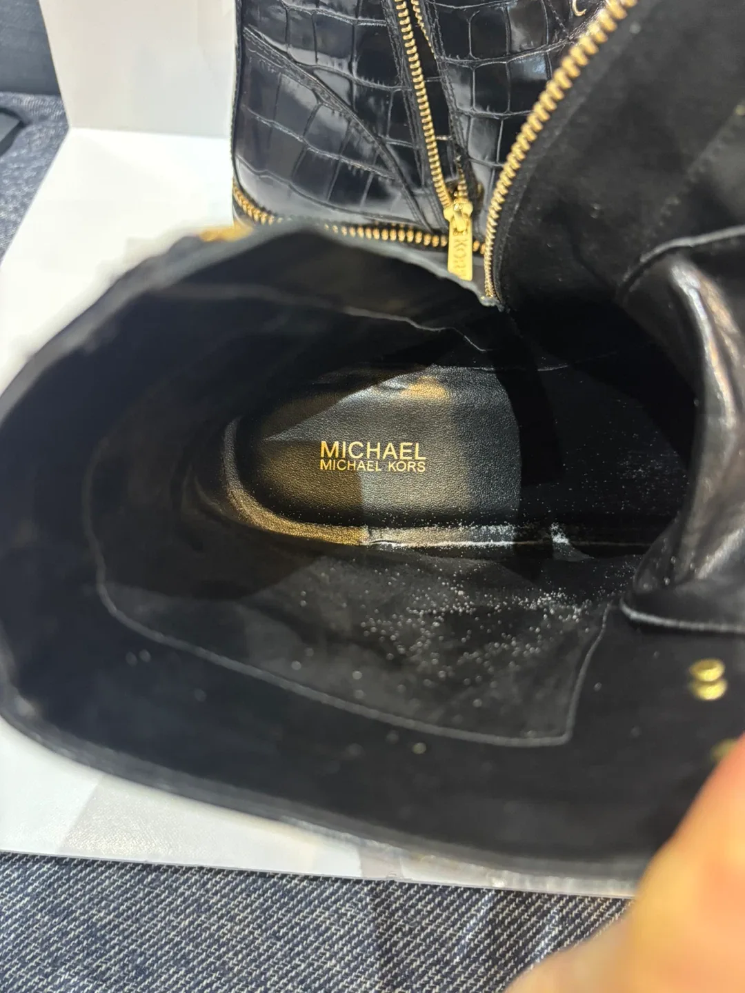 Michael Kors Haskell crocodile Embossed Boots women’s sz 10 image indicator(5)