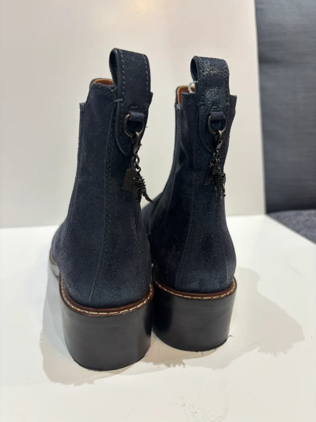 Coach Bowery Chelsea boots in a dark blue suede women size 9 image indicator(8)