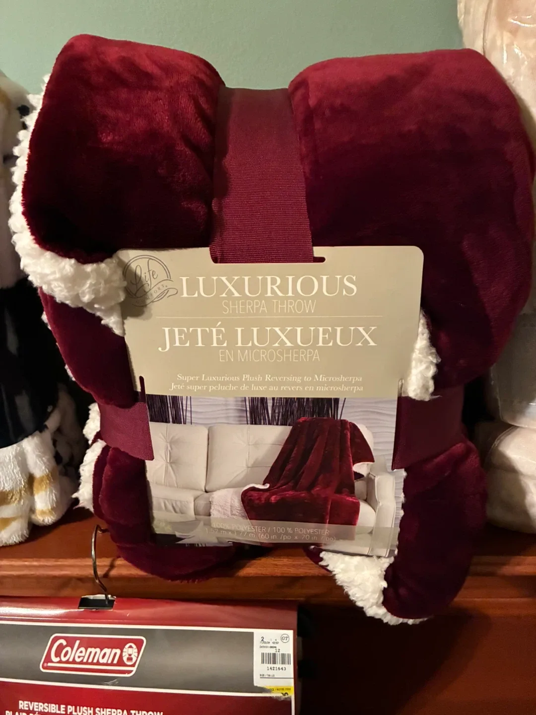 Life Comfort Luxurious Sherpa Throw - Burgundy