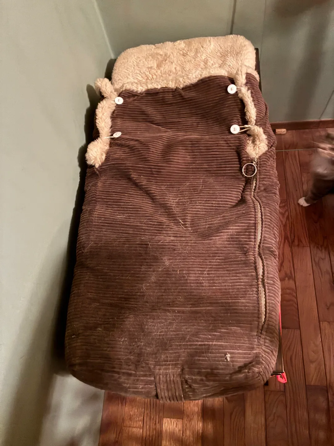 Brown Corduroy & Fleece Baby Bunting Bag