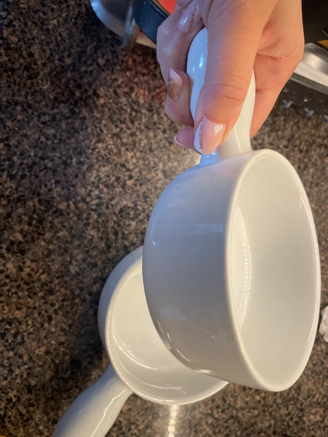 2 White Ceramic Soup Bowls with Handles image indicator(2)