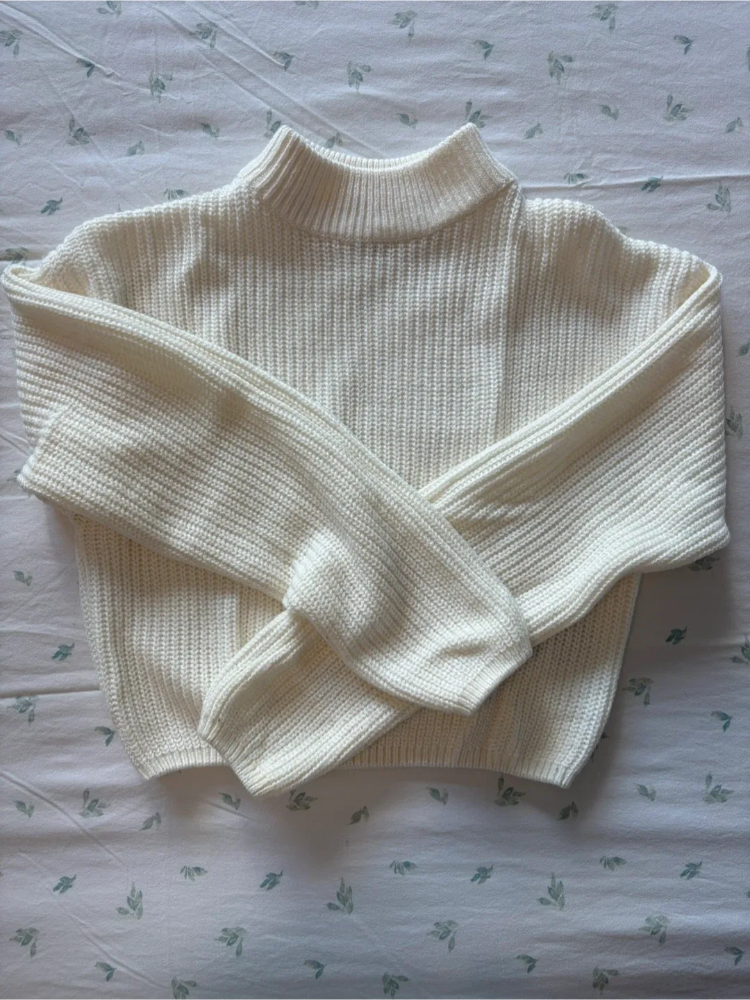 White Crop Knit Sweater - Size XS