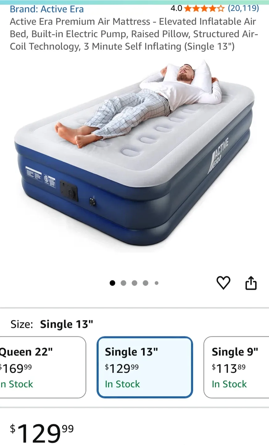 Active Era Single 13" Air Mattress image indicator(3)