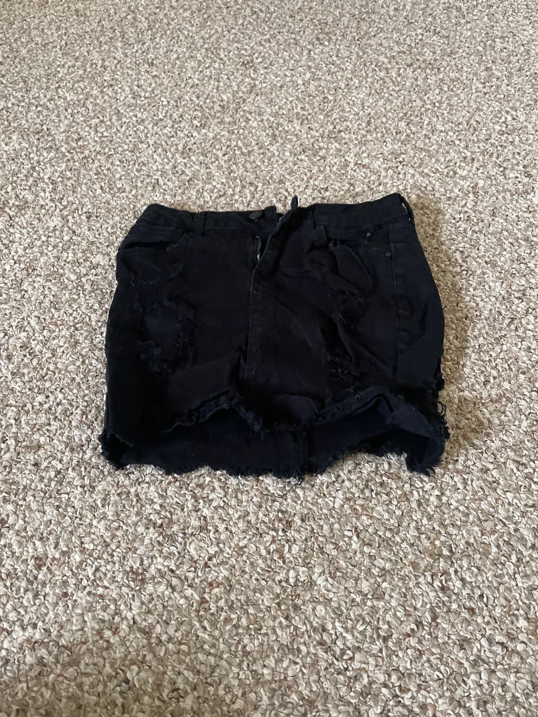 Black Denim Mini Skirt