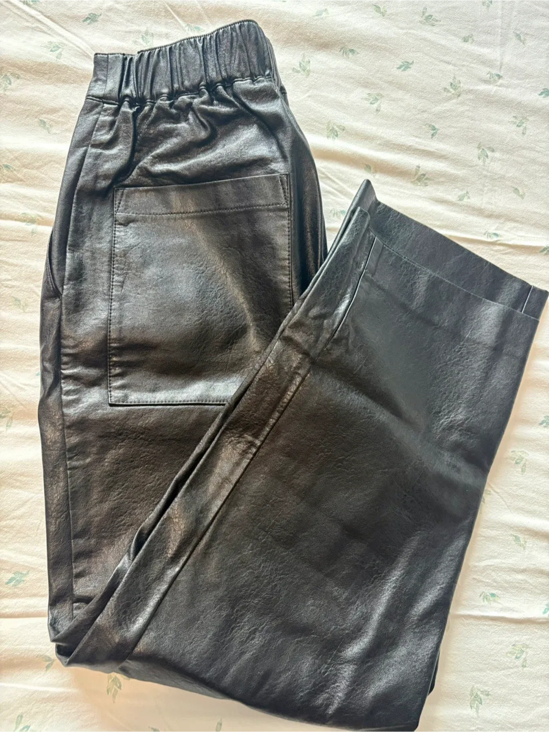 Oak + Fort Black Faux Leather Pants - XS