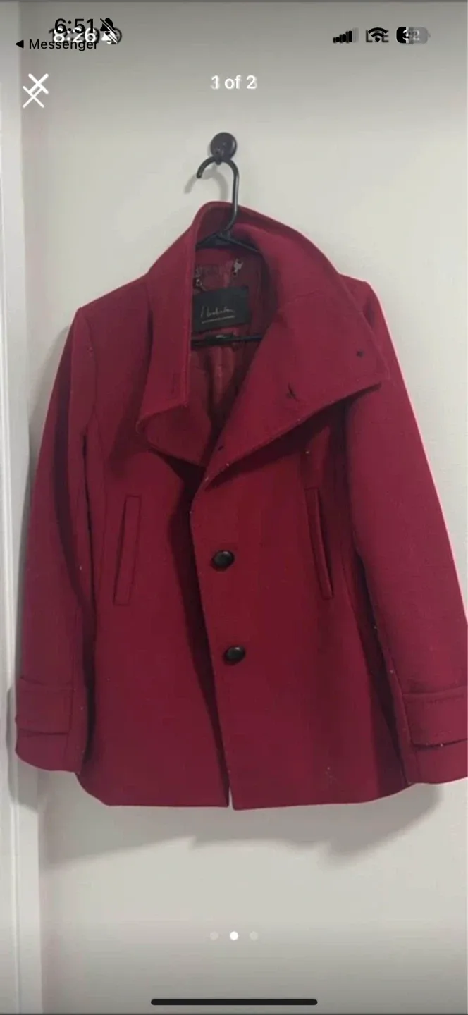 Babaton Red Wool Blend Pea Coat image indicator(2)