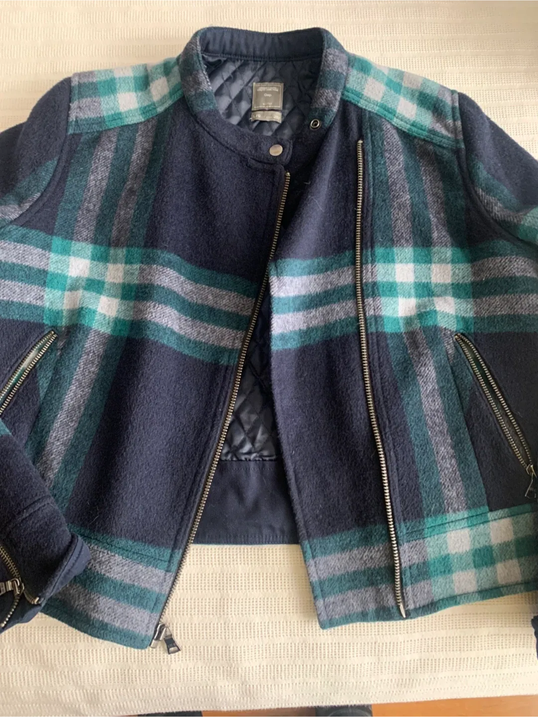 Gap Plaid Wool Blend Moto Jacket - Size L