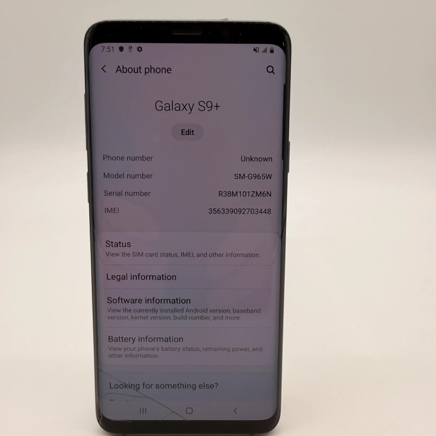 Samsung Galaxy S9+ – 64GB – Titanium Gray – Small Crack - photo 3