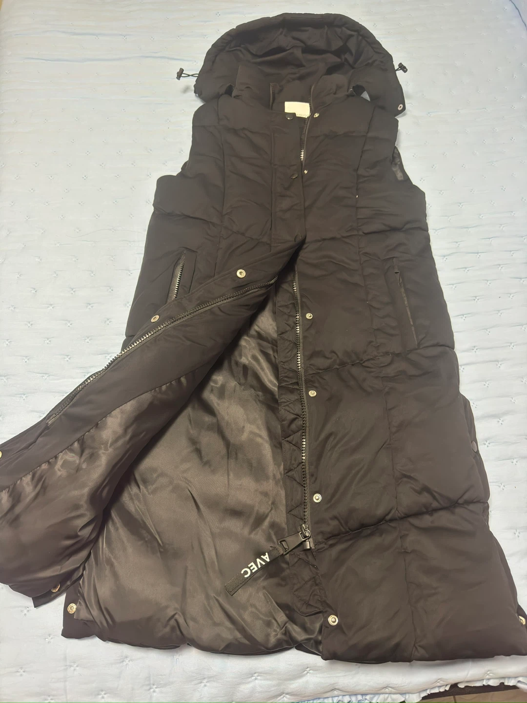 Avec Les Filles Black Puffer Vest with Hood
