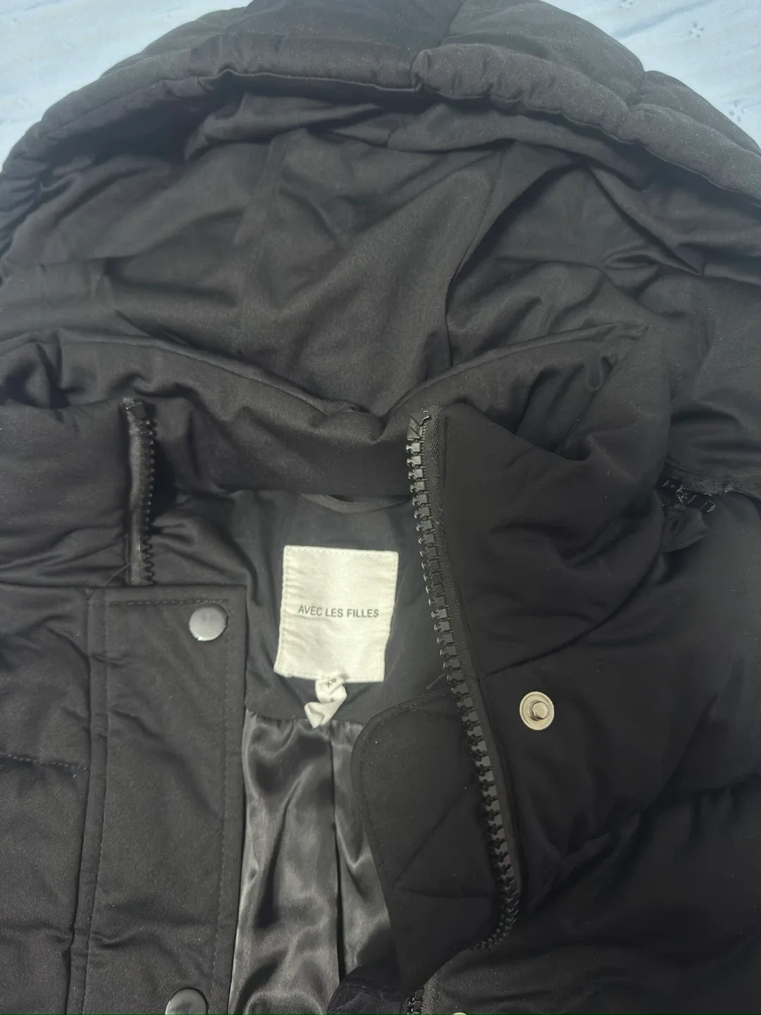 Avec Les Filles Black Puffer Vest with Hood image indicator(3)