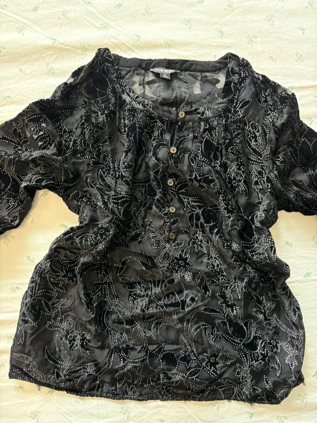Black Floral Velvet Blouse