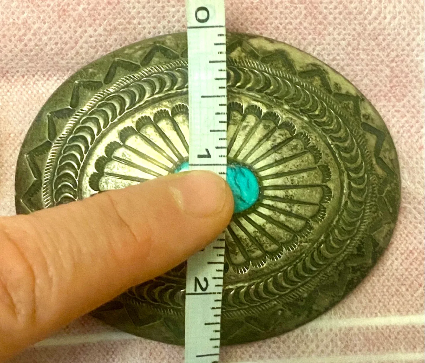 Vintage Sterling Silver Turquoise Belt Buckle image indicator(5)