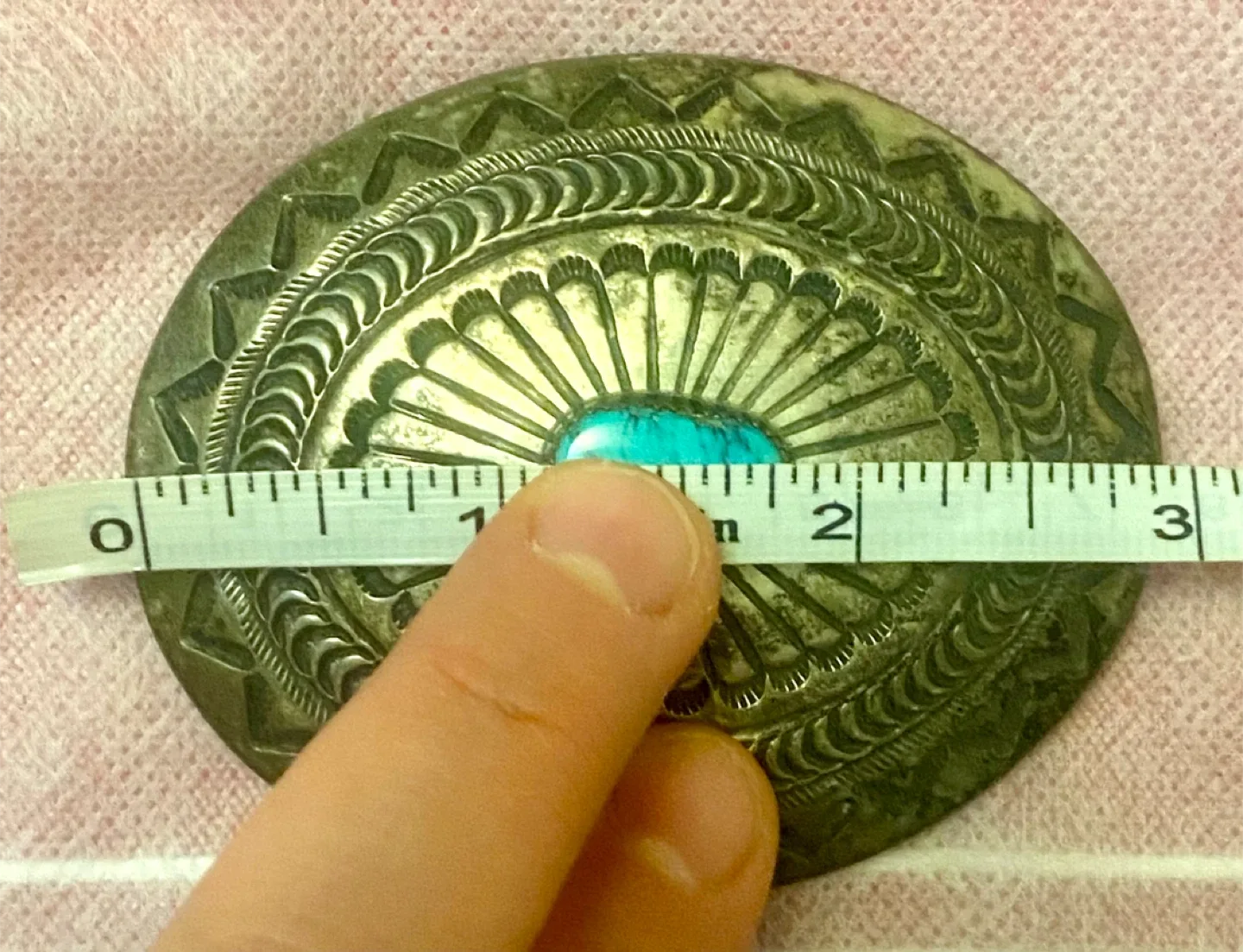 Vintage Sterling Silver Turquoise Belt Buckle image indicator(4)