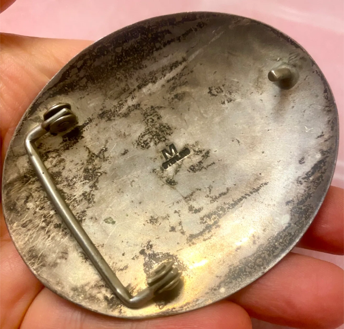 Vintage Sterling Silver Turquoise Belt Buckle image indicator(2)