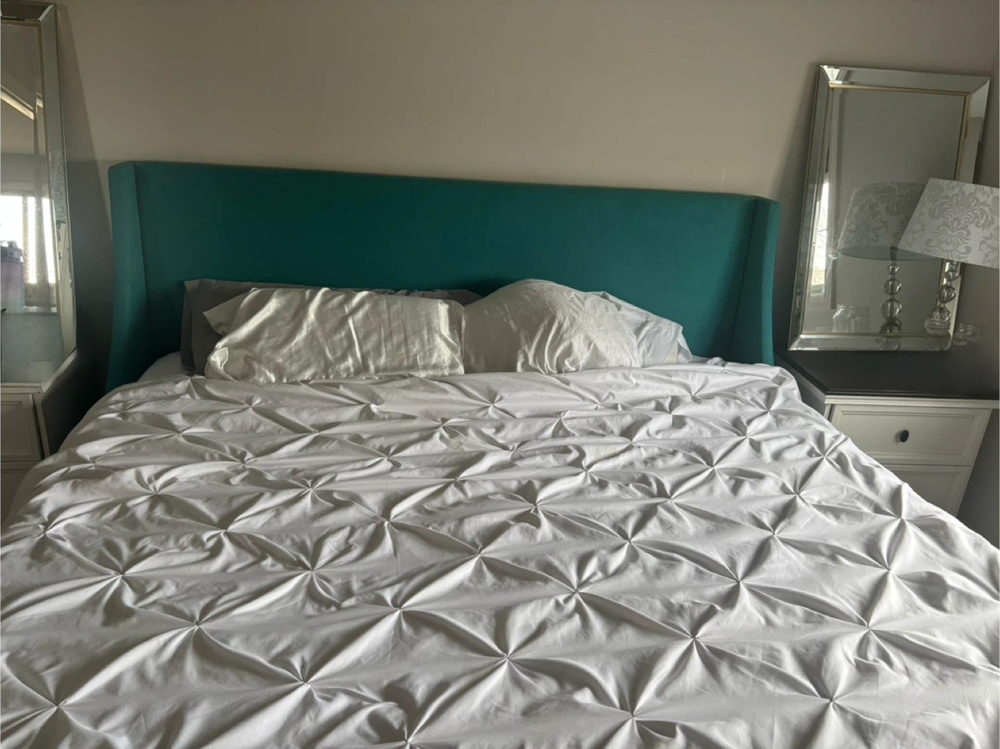 Teal King Size Wingback Bed Frame - photo 3