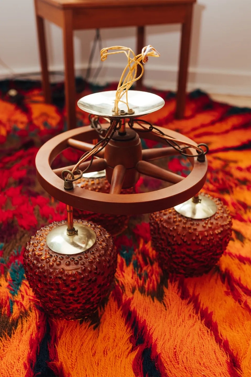 MCM Amber Bubble Glass 3-Light Ceiling Lamp 🤎 FOUR available image indicator(2)