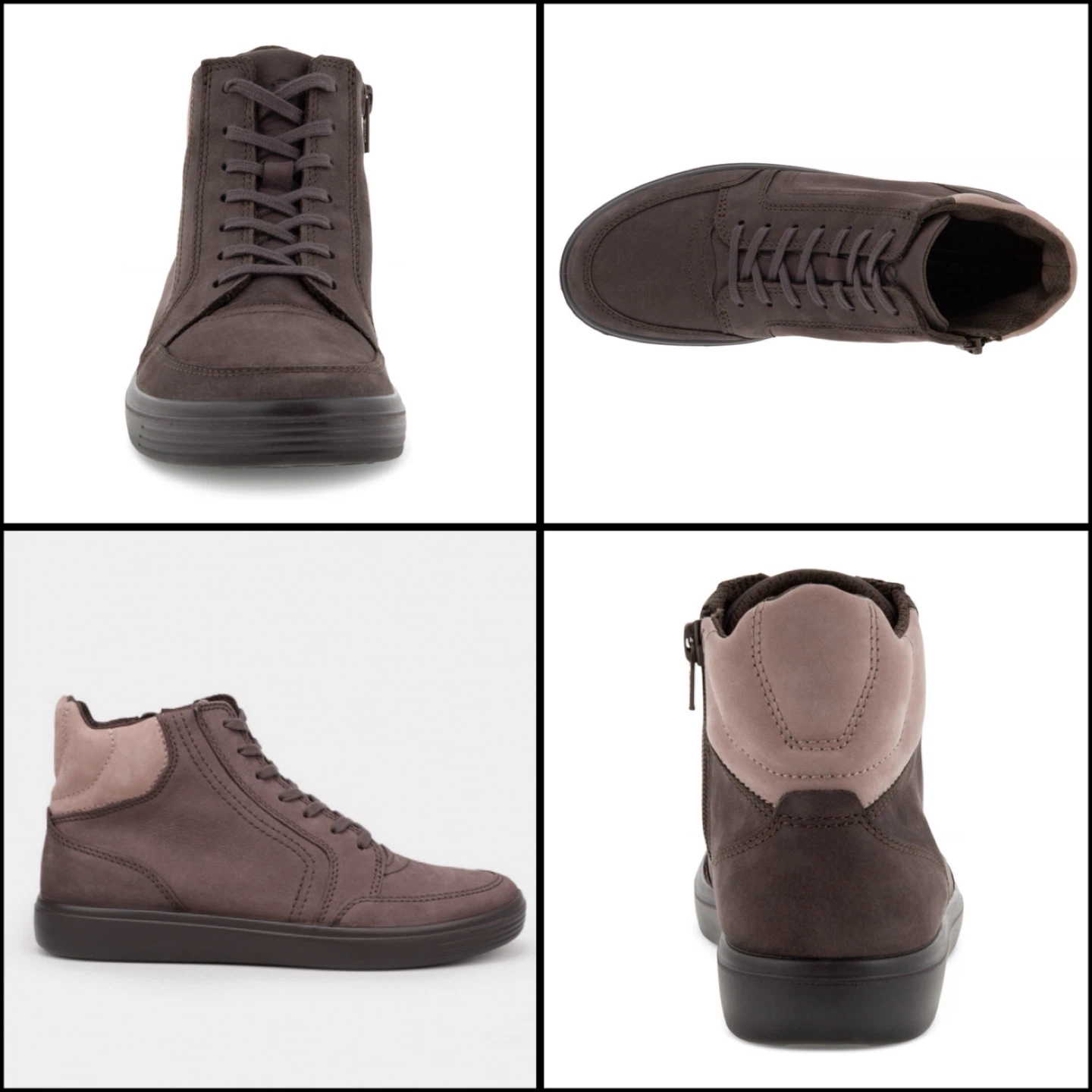 ECCO Soft Classic High-Top Nubuck Leather Sneakers / Boots - photo 5