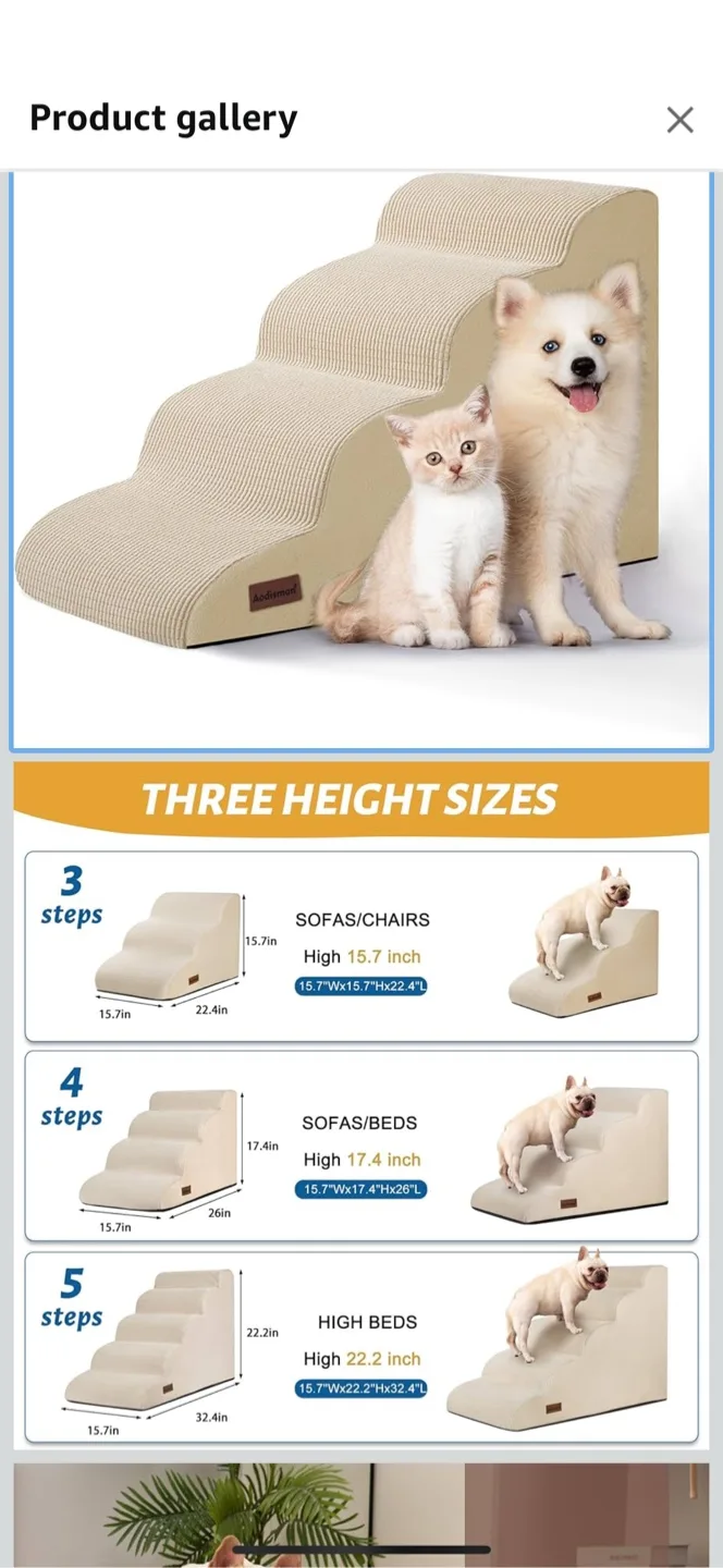 New Andenmey 4-Step Beige Dog Stairs image indicator(2)