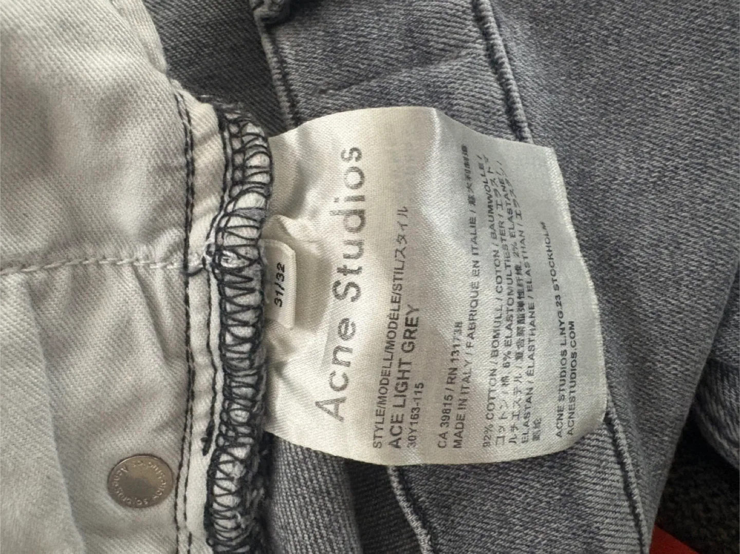 Acne Studios Ace Light Grey Jeans 31/32 image indicator(4)