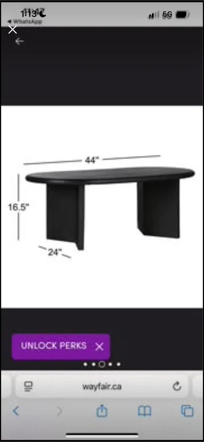 New Wayfair 44" Matte Black Coffee Table image indicator(7)