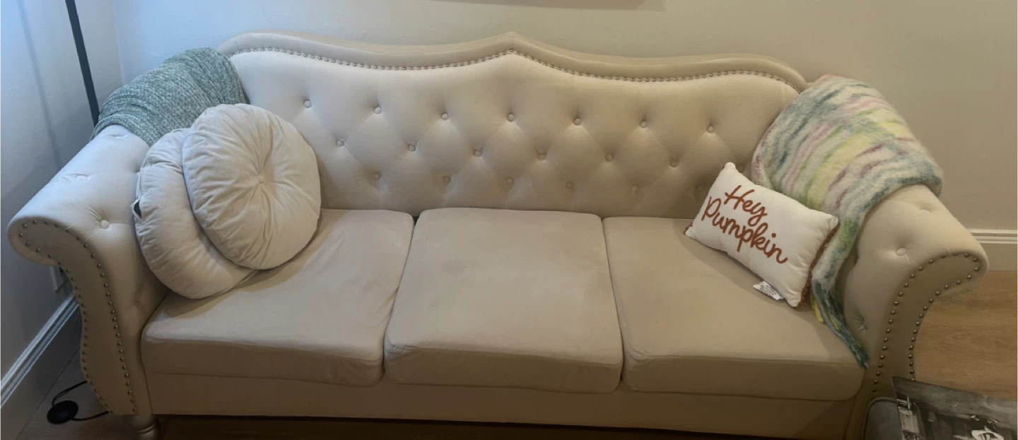Large tufted Beige Sofa